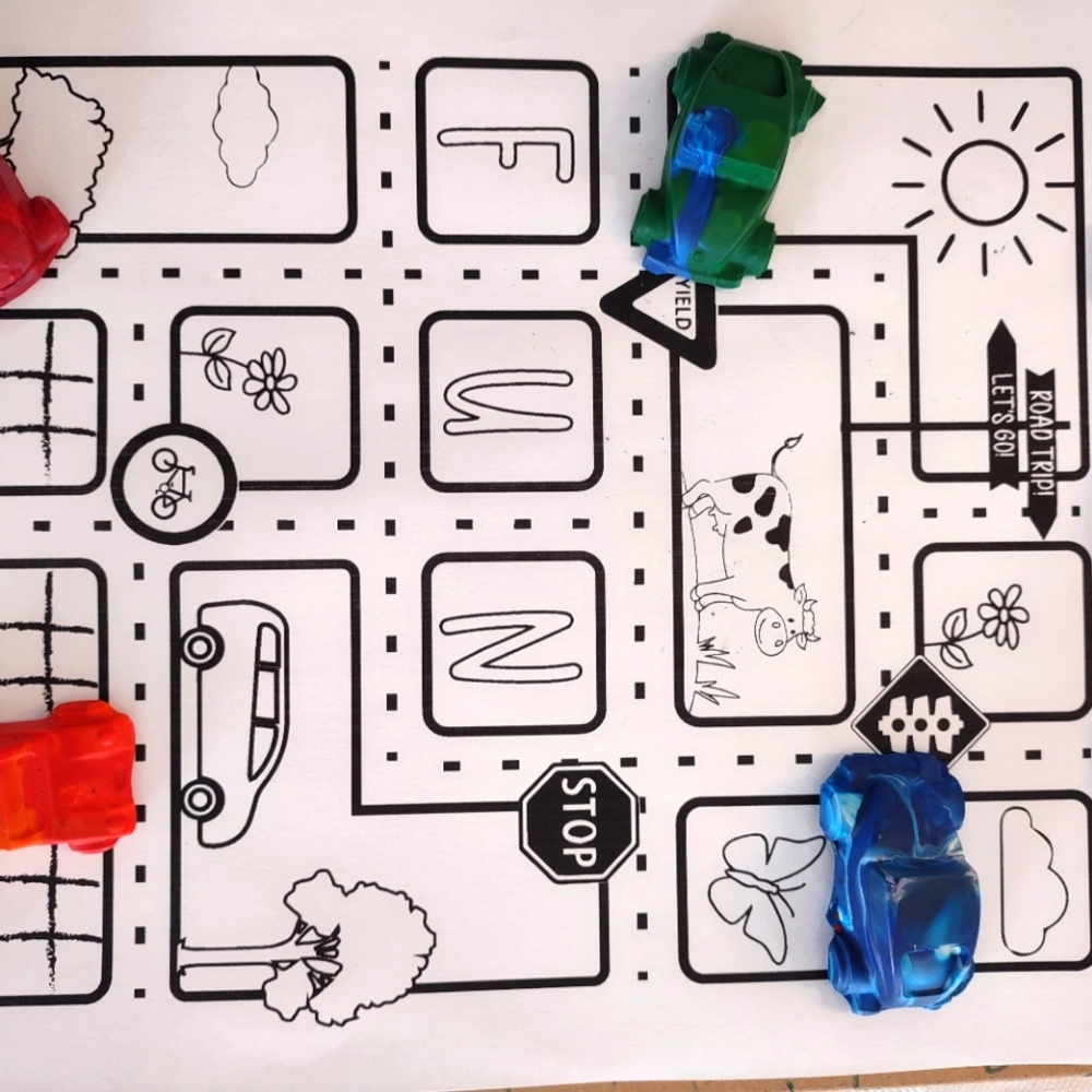 Kids road trip spring break toy activity kit custom car crayons